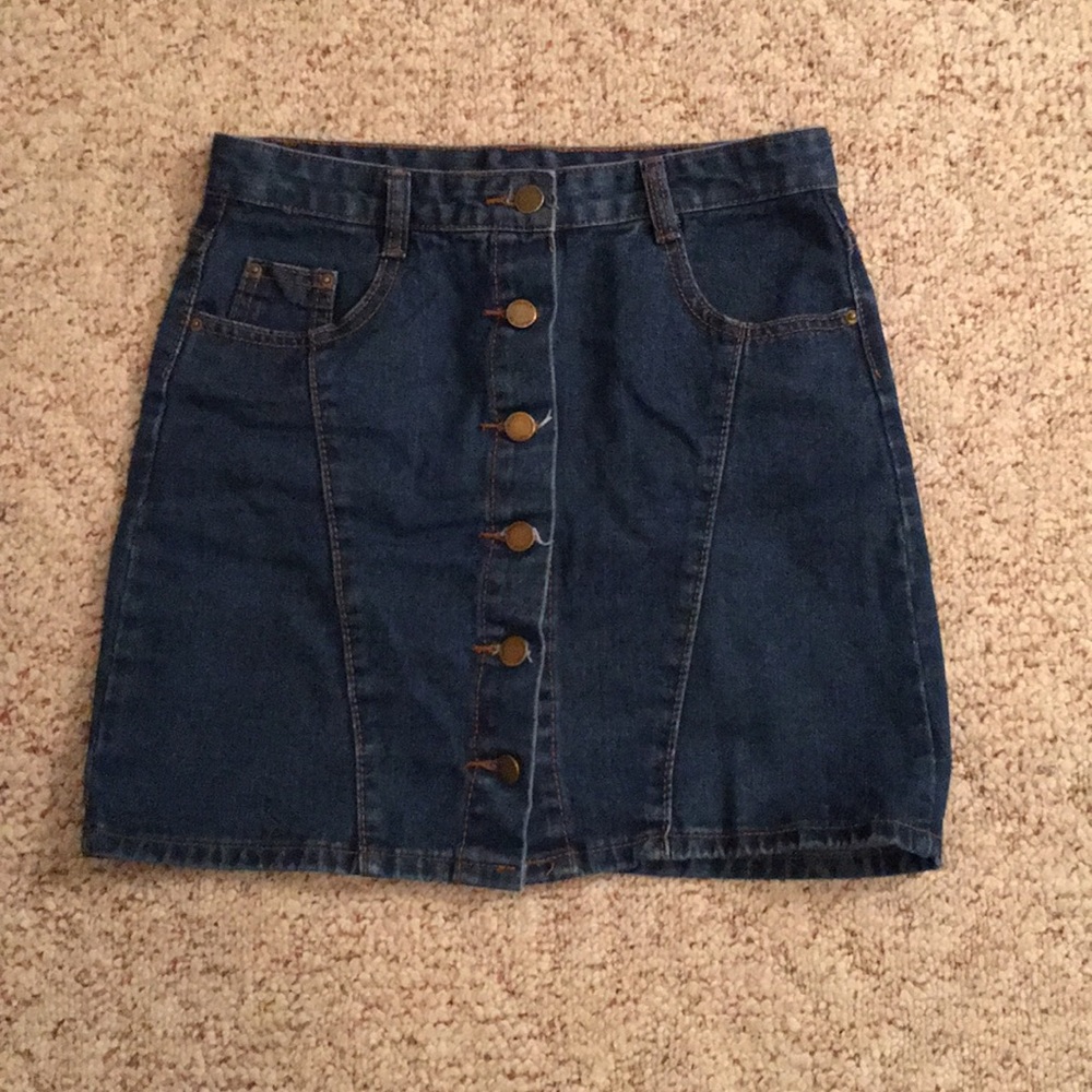 High waisted jean skirt